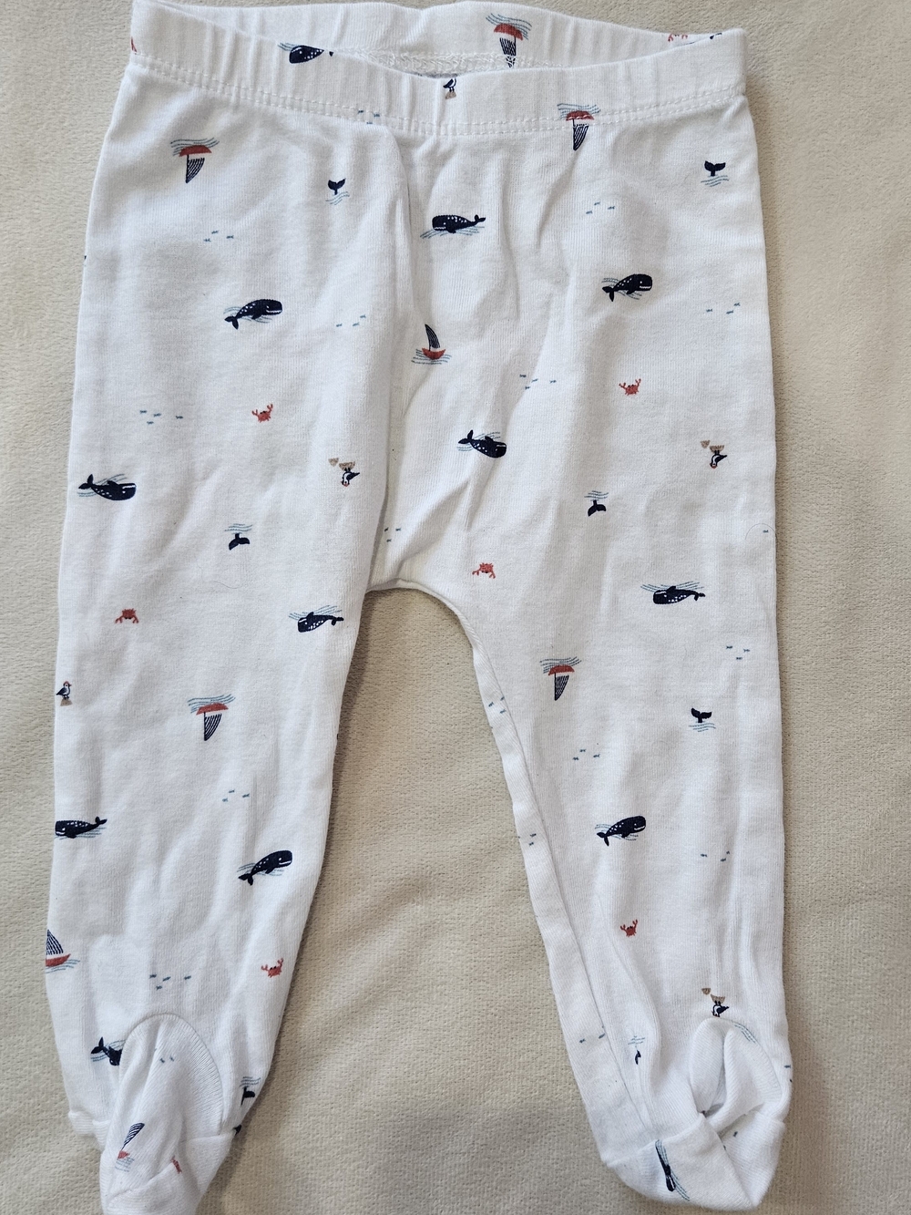 Carter's White Footed One-Piece with Whale And Ships - 6 Months